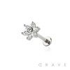 MULTI CZ FLOWER TOP THREADLESS (PUSH IN) 316L SURGICAL STEEL LABRET SET